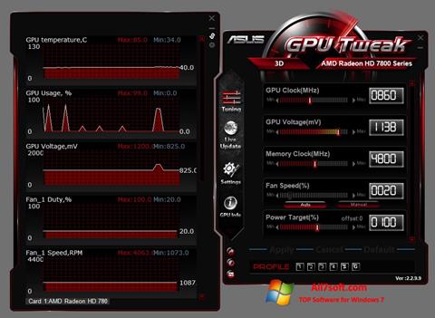 Posnetek zaslona ASUS GPU Tweak Windows 7
