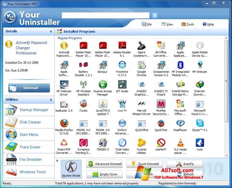 Posnetek zaslona Your Uninstaller Windows 7