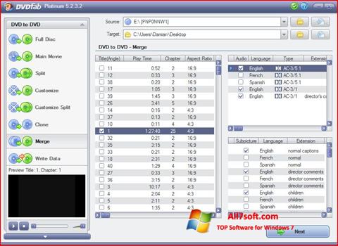 Posnetek zaslona DVDFab Windows 7