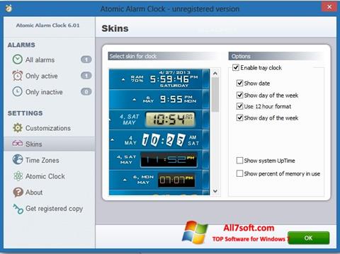 Posnetek zaslona Atomic Alarm Clock Windows 7