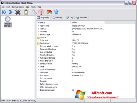 Posnetek zaslona Cobian Backup Windows 7