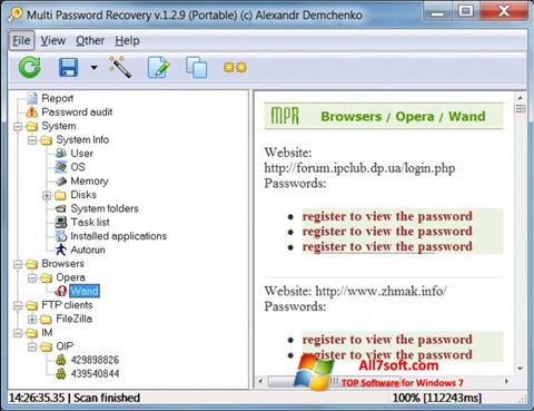 Posnetek zaslona Multi Password Recovery Windows 7