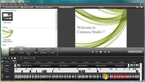 Posnetek zaslona Camtasia Studio Windows 7
