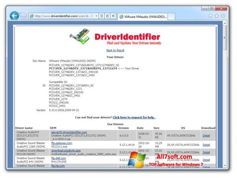 Posnetek zaslona Driver Identifier Windows 7