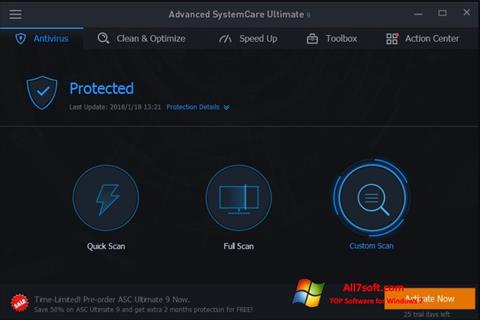 Posnetek zaslona Advanced SystemCare Windows 7