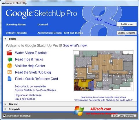Posnetek zaslona Google SketchUp Pro Windows 7