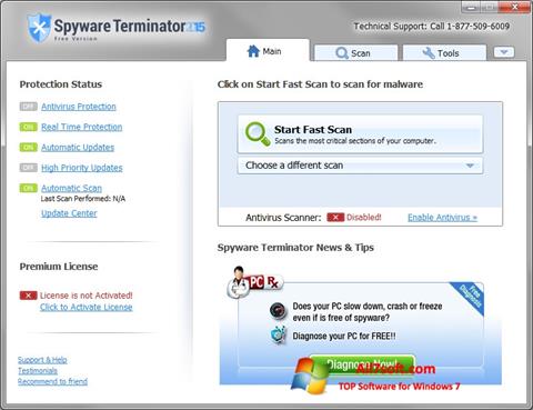 Posnetek zaslona Spyware Terminator Windows 7
