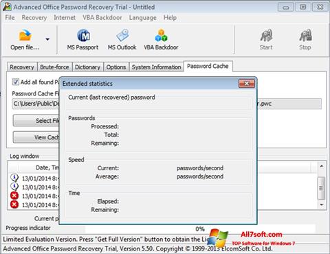 Posnetek zaslona Advanced Office Password Recovery Windows 7