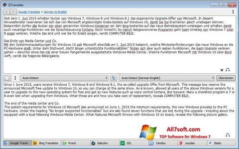 Posnetek zaslona QTranslate Windows 7