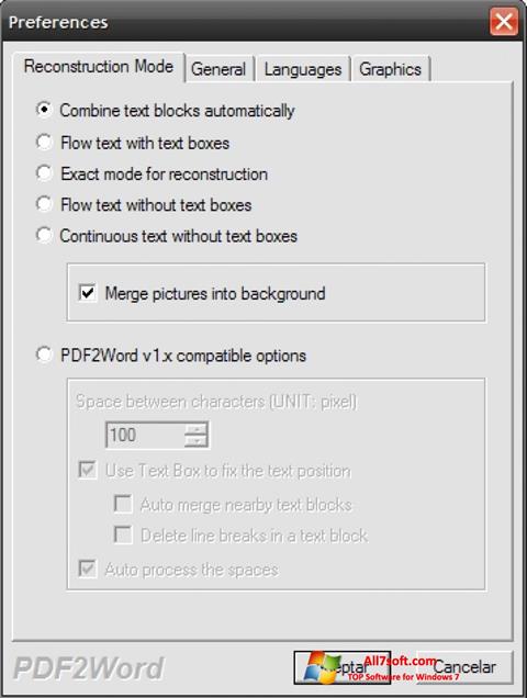 Posnetek zaslona PDF2Word Windows 7