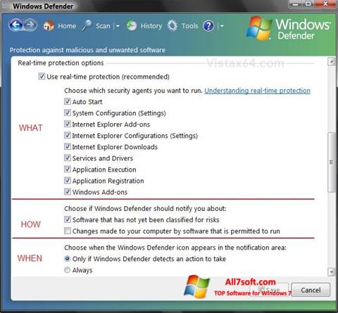 Posnetek zaslona Windows Defender Windows 7
