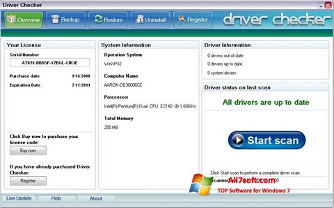 Posnetek zaslona Driver Checker Windows 7