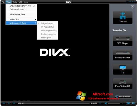 Posnetek zaslona DivX Player Windows 7