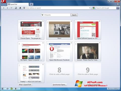 Posnetek zaslona Opera Windows 7