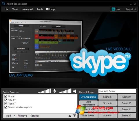 Posnetek zaslona XSplit Broadcaster Windows 7