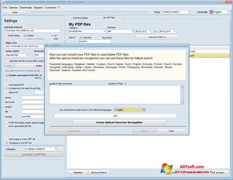 Posnetek zaslona Scan2PDF Windows 7
