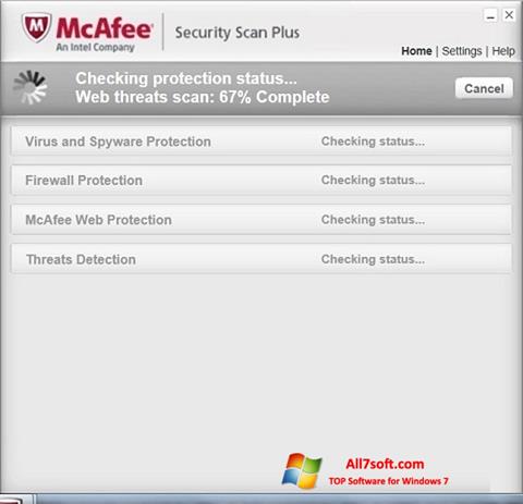 Posnetek zaslona McAfee Security Scan Plus Windows 7
