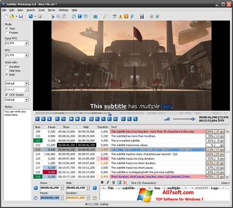 Posnetek zaslona Subtitle Workshop Windows 7