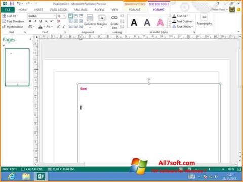 Posnetek zaslona Microsoft Publisher Windows 7