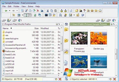 Posnetek zaslona FreeCommander Windows 7