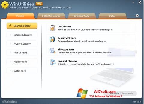 Posnetek zaslona WinUtilities Memory Optimizer Windows 7
