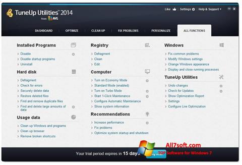 Posnetek zaslona TuneUp Utilities Windows 7