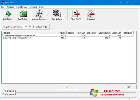Posnetek zaslona MP3Gain Windows 7