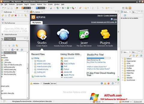 Posnetek zaslona Aptana Studio Windows 7