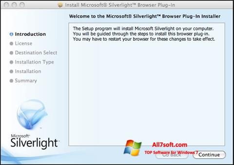 Posnetek zaslona Microsoft Silverlight Windows 7