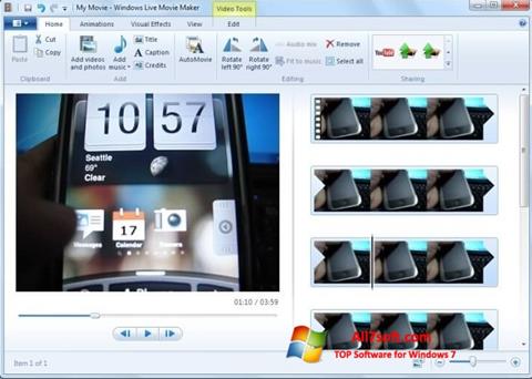 Posnetek zaslona Windows Movie Maker Windows 7
