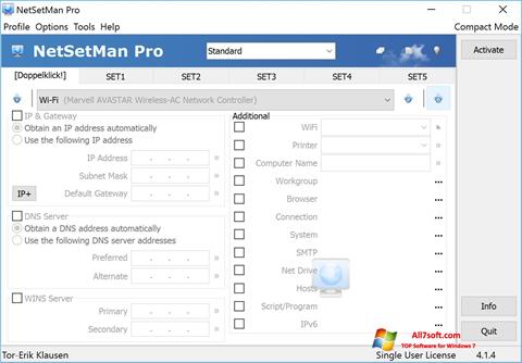 Posnetek zaslona NetSetMan Windows 7