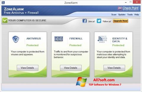 Posnetek zaslona ZoneAlarm Windows 7