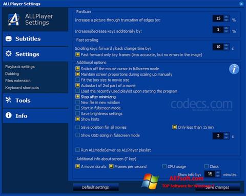 Posnetek zaslona ALLPlayer Windows 7