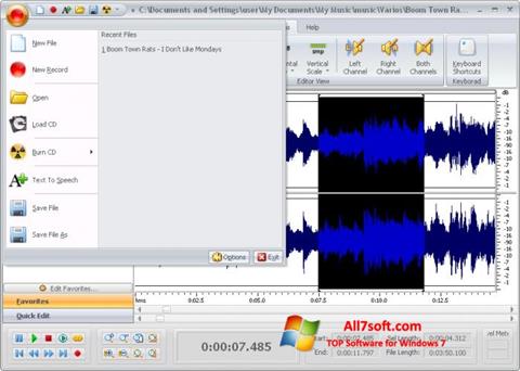 Posnetek zaslona Free Audio Editor Windows 7