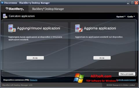 Posnetek zaslona BlackBerry Desktop Manager Windows 7