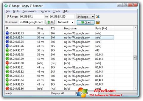 Posnetek zaslona Angry IP Scanner Windows 7
