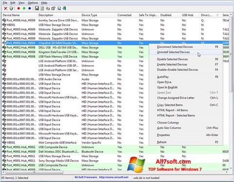 Posnetek zaslona USB Manager Windows 7