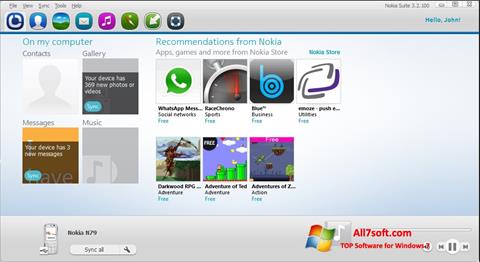 Posnetek zaslona Nokia PC Suite Windows 7