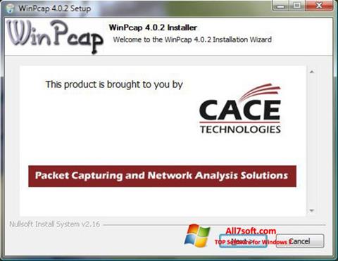 Posnetek zaslona WinPcap Windows 7