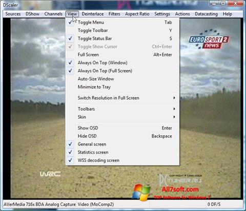 Posnetek zaslona DScaler Windows 7