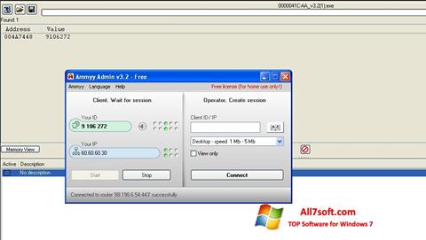 Posnetek zaslona Ammyy Admin Windows 7