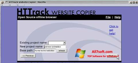 Posnetek zaslona HTTrack Website Copier Windows 7