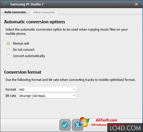Posnetek zaslona Samsung PC Studio Windows 7