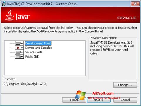 Posnetek zaslona Java Development Kit Windows 7