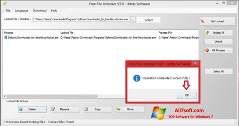 Posnetek zaslona Free File Unlocker Windows 7