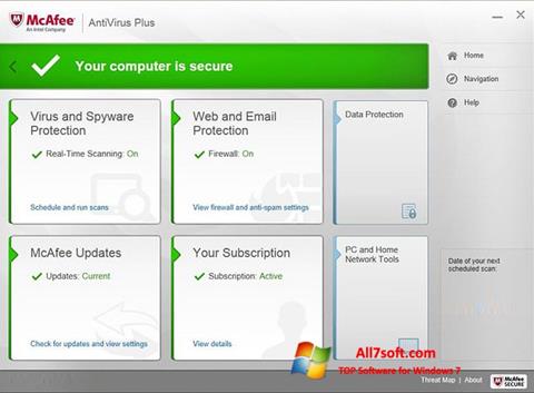 Posnetek zaslona McAfee AntiVirus Plus Windows 7