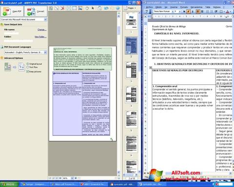 Posnetek zaslona ABBYY PDF Transformer Windows 7
