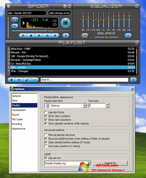 Posnetek zaslona Spider Player Windows 7