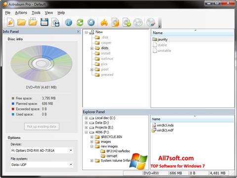 Posnetek zaslona Astroburn Lite Windows 7