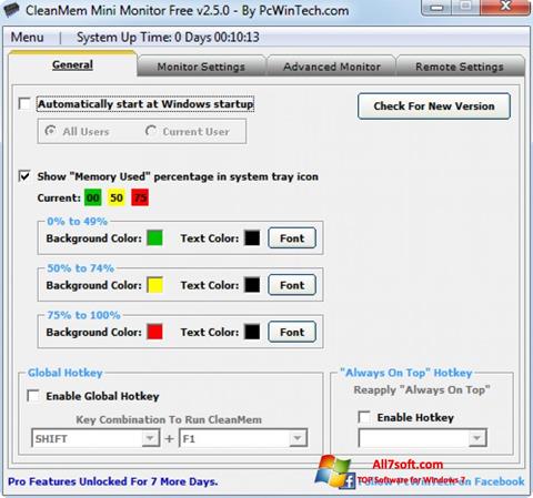 Posnetek zaslona CleanMem Windows 7
